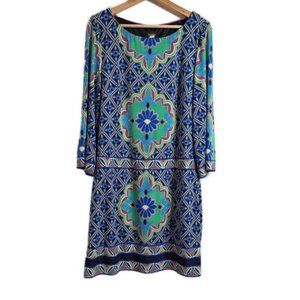 Laundry by Shelli Segal Floral Geometric Shift Dress Size Medium